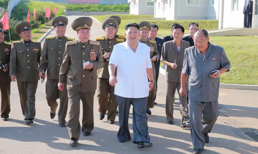 Kim Jong-un inspecting a pig farm near Pyongyang.