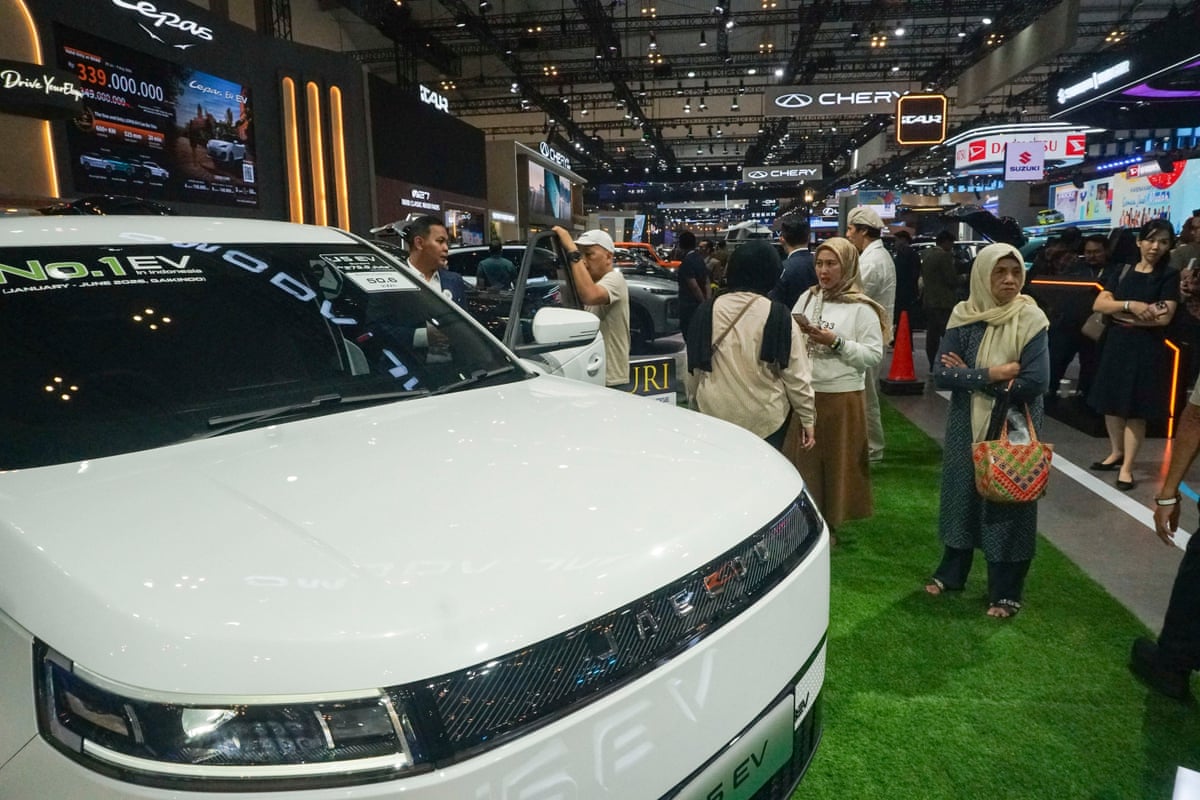 A Jaecoo electric vehicle on display during the Gaikindo Indonesia International Auto Show (GIIAS) 2026 at the Indonesia Convention Exhibition in Tangerang, Banten, on 30 July.