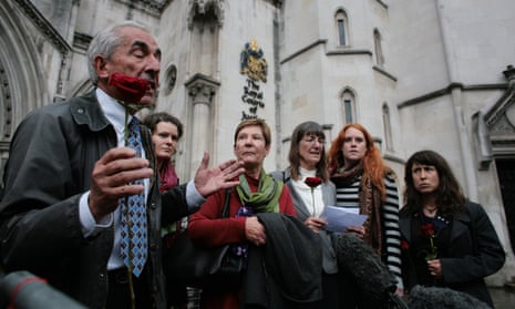 Friends and family of the anti-fracking activists Simon Blevins, Richard Roberts and Rich Loizou outside the court of appeal after their sentences were reduced.