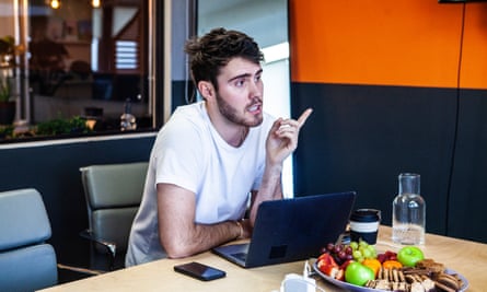 Deyes in the offices of A-Z Creative, the agency he set up with his girlfriend, Zoe Sugg, AKA YouTuber Zoella.