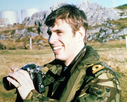 A young Prince Andrew in the Falklands with a camera
