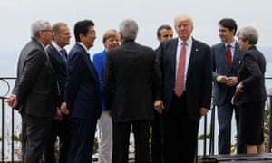 Donald Trump with other leaders at the G7 summit in Taormina, May 2017