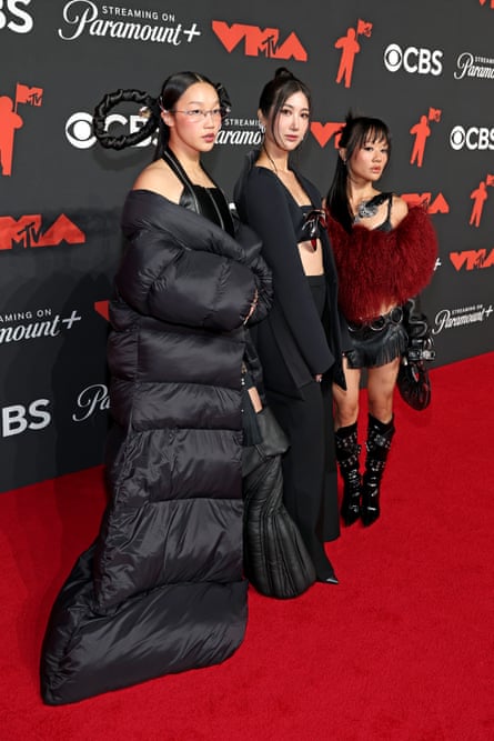 Audrey Nuna (left), Ejae and Rei Ami of KPop Demon Hunters at the MTV awards in New York in September.