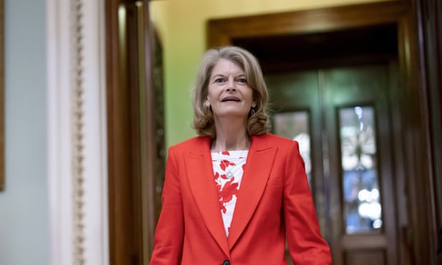 Senator Lisa Murkowski leaving the Senate chamber at the Capitol in Washington in April 2022.