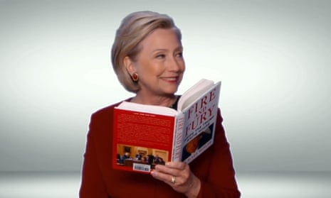 Hillary Clinton appears in a sketch for the 2018 Grammys, reading a passage from Michael Wolff’s Fire and Fury.
