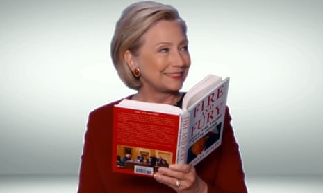 Hillary Clinton appears in a sketch for the 2018 Grammys, reading from Michael Wolff’s Fire &amp; Fury.