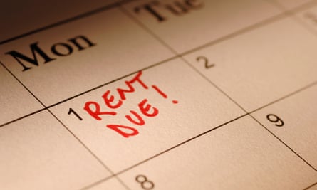 Calendar marked to show rent due