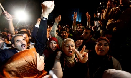 Tunisians celebrate after the first democratic elections after the Arab spring.