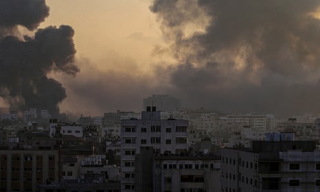 Smoke rises in the Tal Al Hawa neighborhood in Gaza City.