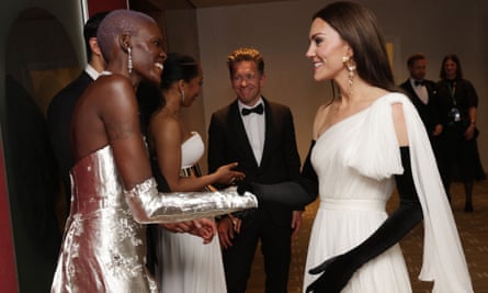 Meeting nominee Sheila Atim at the Bafta awards in London on 19 February.