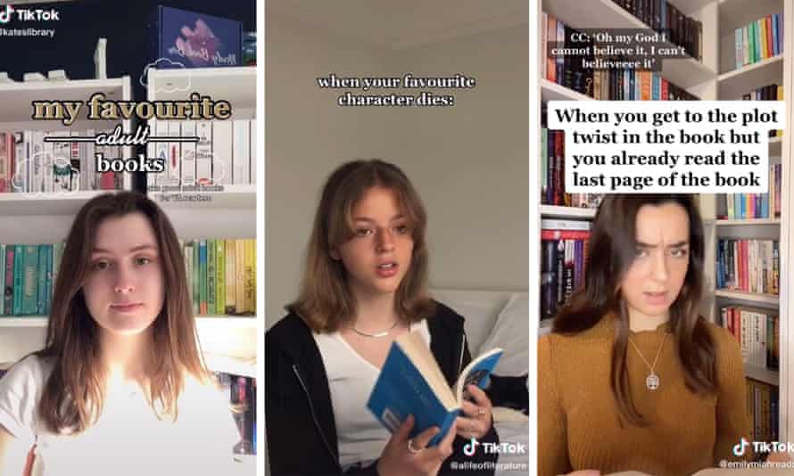Screengrabs from, left to right, @kateslibrary, @alifeofliterature and @emilymiahreads.
