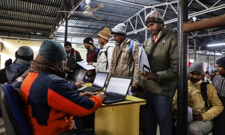 Long lines of Indian men queue to apply for jobs in Israel 