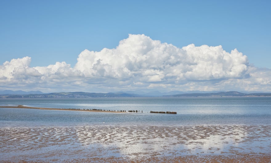 Morecambe Bay with the Lake District fells in the distance.
