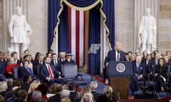 President Trump And VP JD Vance At Presidential Inauguration - USA, Washington, United States - 20 Jan 2025<br>Mandatory Credit: Photo by Pool/ABACA/REX/Shutterstock (15110225bx) US President Donald Trump delivers remarks after being sworn in as the 47th president of the United States in an inauguration ceremony in the rotunda of the United States Capitol in Washington, DC, USA, 20 January 2025. Trump's planned outdoor inauguration ceremonies and events are being held inside today due to a forecast of extreme cold temperatures. President Trump And VP JD Vance At Presidential Inauguration - USA, Washington, United States - 20 Jan 2025