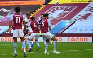 Vestergaard of Southampton scores his team’s first goal.