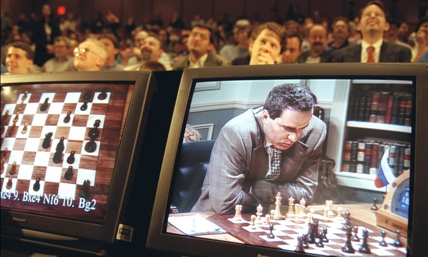 Outgunned … chess champion Garry Kasparov plays against IBM computer Deep Blue.