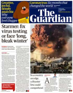 Guardian front page, Wednesday 5 August 2020