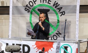 Jeremy Hardy speaking at a Stop the War Coalition event after the publication of the Chilcot report in 2016.