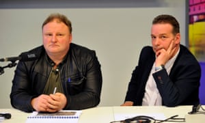Piotr Koper (left) and Andreas Richter attend the press conference in Walbrzych.