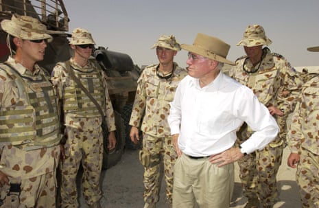 Then prime minister John Howard meets Australian troops in Iraq in 2005