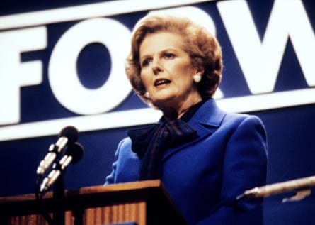 Margaret Thatcher addresses Conservative conference in Brighton, 1980.