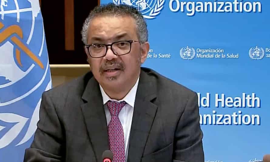The World Health Organization’s director general, Tedros Adhanom Ghebreyesus