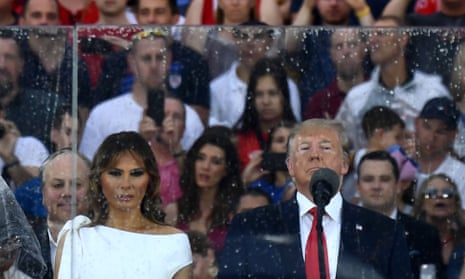 US-POLITICS-HOLIDAY-INDEPENDENCE<br>First Lady Melania Trump and US President Donald Trump look on during the “Salute to America” Fourth of July event at the Lincoln Memorial in Washington, DC, July 4, 2019. (Photo by Brendan Smialowski / AFP)BRENDAN SMIALOWSKI/AFP/Getty Images