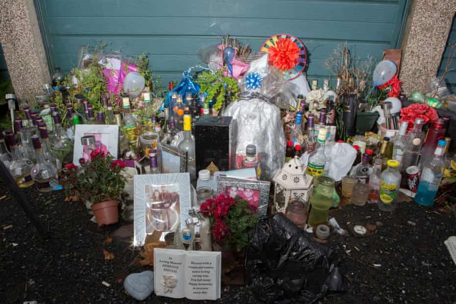 A makeshift shrine in memory of 24-year-old Dwaine Haughton, who was killed in Wolverhampton in 2018