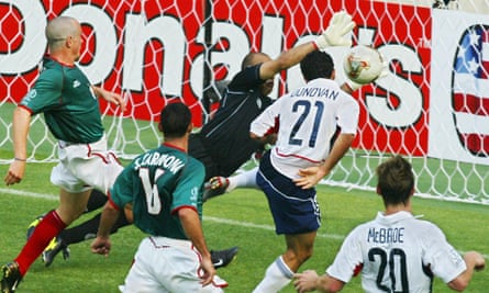 Landon Donovan scores against Mexico at the 2002 World Cup