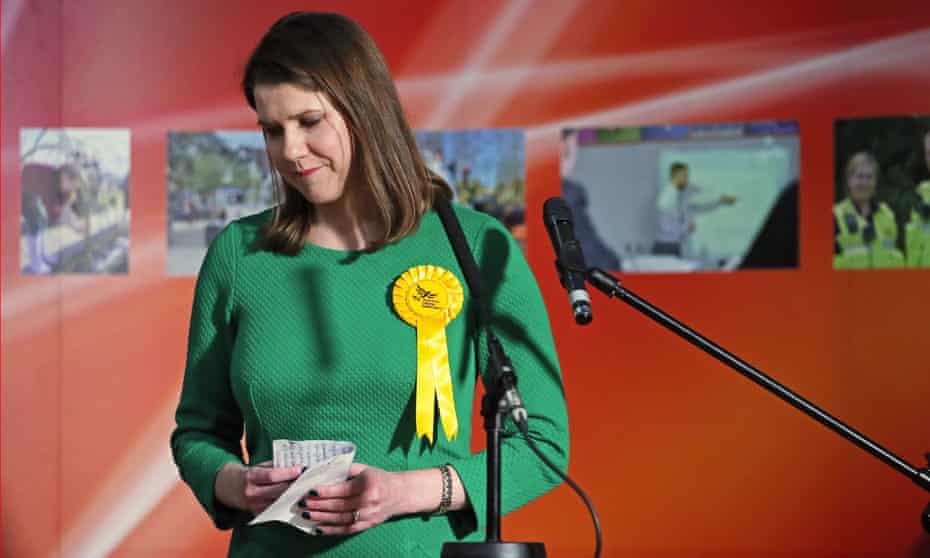 Lib Dem leader Jo Swinson reacts as she loses her East Dunbartonshire constituency on general election night.