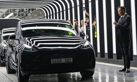 Elon Musk at the opening of the Tesla Gigafactory Berlin-Brandenburg in Grünheide, Germany, in March 2022