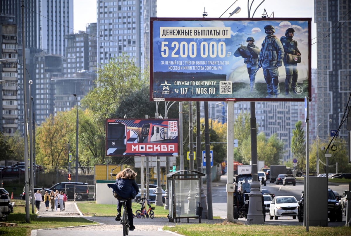 A billboard promoting contract army service in western Moscow.