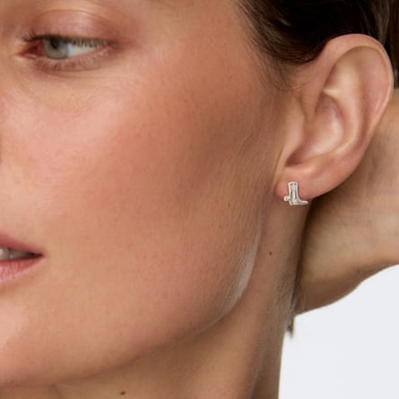 Oliver Bonas Sterling Silver Cowboy Boots Silver Stud Earrings