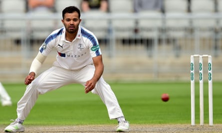 Azeem Rafiq in action for Yorkshire in May 2017.