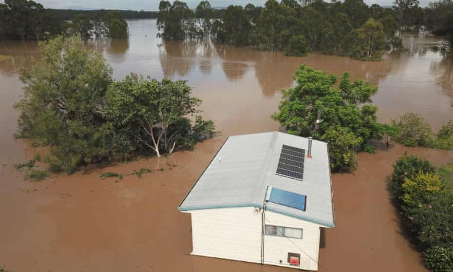 A house inundated by the swollen Mary River in the town of Tiaro, about 200km north of Brisbane.
