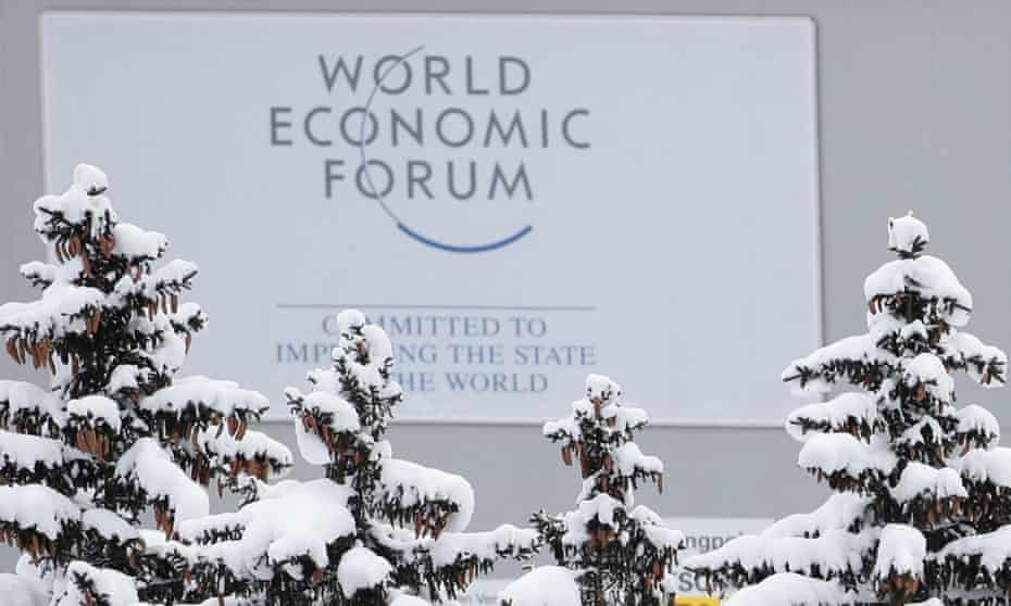Logo of the World Economic Forum is seen in Davos