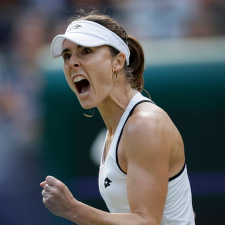Tom Jenkins’ best shots of Wimbledon 2022 – in pictures | Wimbledon 2022 28 Alize Cornet celebrates during her victory over Iga Swiatek on Court One.