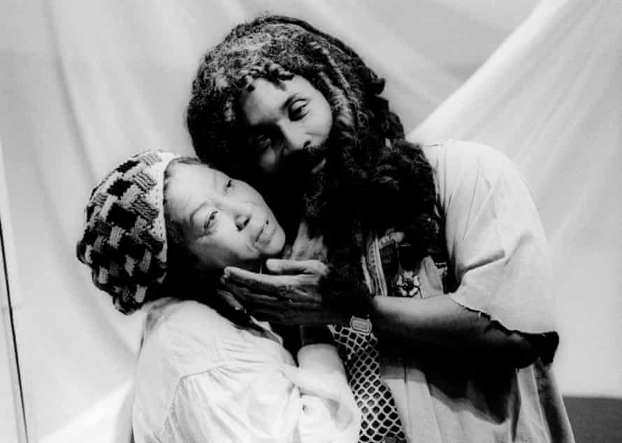 Mona Hammond and Jason Rose in O Babylon! The Musical at Riverside Studios, London, directed by Yvonne Brewster, in 1988.