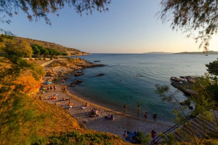 People on the beach at Vouliagmeni near Athens