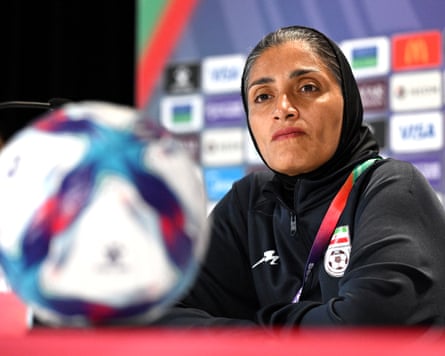 Iran coach Marziyeh Jafari during a Asian Cup press conference.