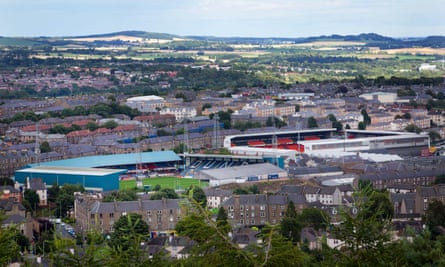 A view of Dens Park and Tannadice Park in Dundee.