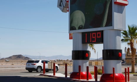 A thermometer showing 119F in Baker, California, on Saturday.
