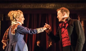 Miranda Raison as Hermione, ‘blazing and cool simultaneously’, with Kenneth Branagh ‘embracing the chaos’ as Leontes, in The Winter’s Tale.
