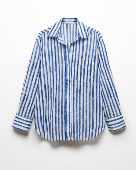 A blue and white striped shirt from Mango