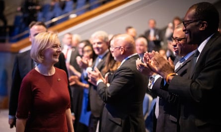 Truss is applauded by her furniture astatine the Conservative conference