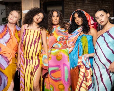 Tjarlirli and Kaltukatjara Art presented hand-painted silk garments at the First Nations Fashion and Design event in Sydney on Sunday night.