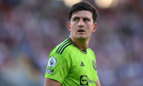 Harry Maguire in action for Manchester United in their 4-0 defeat to Brentford