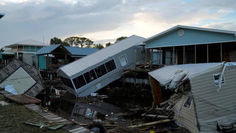 Hurricane Idalia: drone footage shows scale of destruction in Florida – video