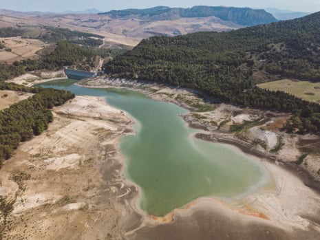 Aerial view of the artificial lake