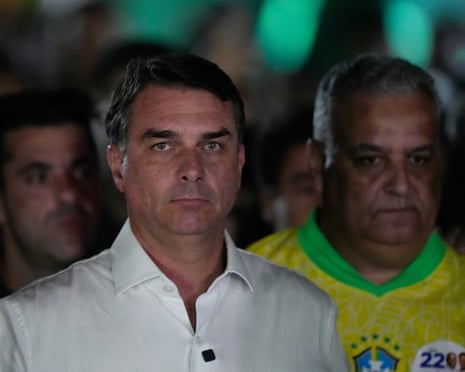 Opposition presidential candidate Flávio Bolsonaro arrives at his election event